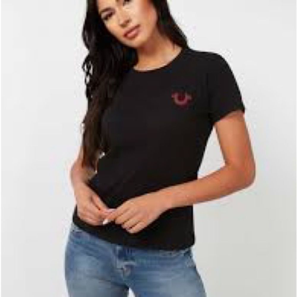True Religion Black Fitted Short Sleeve Tee